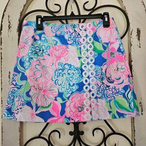 Lilly Pulitzer Women`s Floral Blue and Pink Print Skort size 4